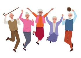 internationell äldre dag med gamla människor som hoppar firar vektor