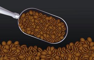 Kaffeepausenplakat mit Löffel und Körnern vektor