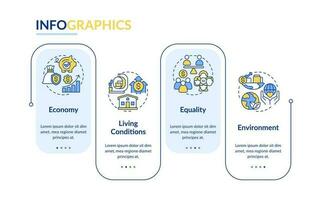 Elemente von inklusive Wachstum Rechteck Infografik Vorlage. Daten Visualisierung mit 4 Schritte. editierbar Zeitleiste die Info Diagramm. Arbeitsablauf Layout mit Linie Symbole vektor