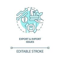 Agro Export und importieren Probleme Türkis Konzept Symbol. International Essen Handel abstrakt Idee dünn Linie Illustration. isoliert Gliederung Zeichnung. editierbar Schlaganfall vektor