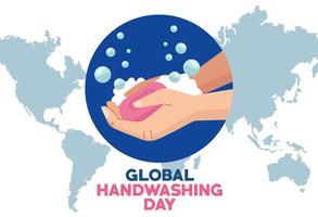 global handtvättdagskampanj med händer och tvålstång på jordplaneten vektor