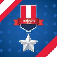 Happy Veterans Day Schriftzug mit USA Flag Medaille vektor
