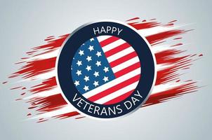 Happy Veterans Day Schriftzug im Knopf mit USA Flagge gemalt vektor