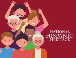 Feier des nationalen hispanischen Erbes mit Menschen und Schriftzügen vektor