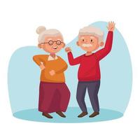 altes Ehepaar tanzt aktive Seniorenfiguren vektor