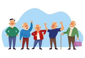 alte Männer gruppieren aktive Seniorencharaktere vektor