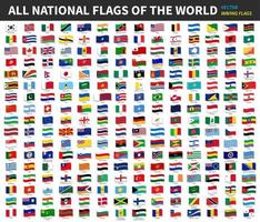 alle offiziellen Nationalflaggen der Welt wehender Designvektor vektor