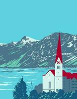 See hallstatt mit salzkammergut Berge im Österreich wpa Kunst Deko Poster vektor