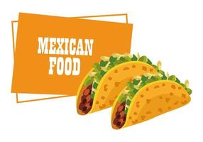 mexikansk matbokstäveraffisch med tacos vektor