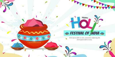 Illustration von glücklich holi Festival im das Hintergrund von Farben. vektor