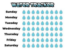 dagligen vatten tracker balans vektor kalender. vana tracker begrepp och för effektiv planera. dricka tillräckligt vatten, hydratisering utmaning. söt karaktär i retro häftig stil.