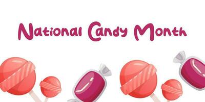 National Süßigkeiten Monat auf 09 Juni. bunt Süßigkeiten mit Fettdruck isoliert auf Weiß Hintergrund. vektor