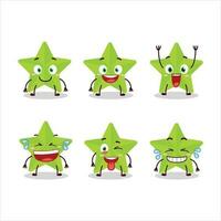 tecknad serie karaktär av ny grön stjärnor med leende uttryck vektor