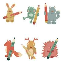 Tiere Hand gezeichnet Cartoons mit Bleistifte vektor