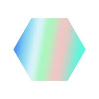 y2k holographisch Aufkleber Neon- Hexagon isoliert auf Weiß Hintergrund. Gradient Vektor Element, geometrisch Patch im Regenbogen Farben.