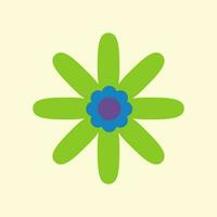 Blumen- retro Poster. minimalistisch Blume im Jahrgang Stil auf ein Licht Hintergrund, Grün und Blau, hell retro Farben im das Stil von das 70er, 60er. vektor
