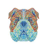 Englisch Bulldogge oder britisch Bulldogge Kopf Vorderseite Aussicht pointillistisch Impressionist Pop Kunst Stil vektor