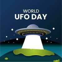 vektor design värld UFO dag 2:a juli. platt illustration. platt design