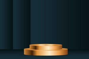 gyllene och blå cylinder podium - lyx tom skede för produkt visa vektor