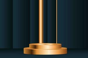 golden und Blau Zylinder Podium - - Luxus leer Bühne zum Produkt Anzeige vektor