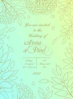 bröllop inbjudan kort med elegant rönn ram vektor