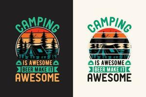 Camping t Hemd Design retro Jahrgang Farbe drucken bereit Dateien vektor