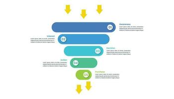 modern försäljning tratt infographic mall design för företag presentation med fem alternativ och tal vektor