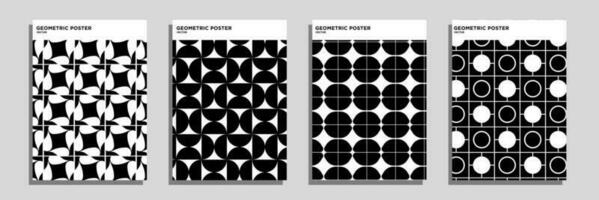 bauhaus geometrisk mönster bakgrunder, vektor abstrakt cirklar, trianglar och fyrkant linje konst. gul, blå, röd och grön färger, trendig bauhaus mönster bakgrund uppsättning