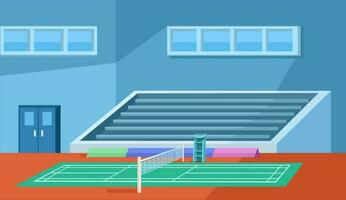 badminton inomhus- gymnasium domstol tecknad serie platt illustration vektor