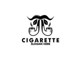 cigarett logotyp med rör, tobak, logotyp vektor. premie cigarr rök logotyp design mall vektor