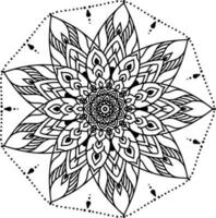 svartvit etnisk mandala design. anti-stress färg sida för vuxna. hand dragen svart och vit vektor illustration