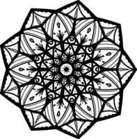 svartvit etnisk mandala design. anti-stress färg sida för vuxna. hand dragen svart och vit vektor illustration