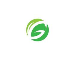 grön blad brev g logotyp design första begrepp vektor mall.