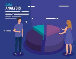 dataanalys tårta diagram kvinna och man vektor design
