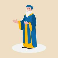 ein alt Mann Christian Prediger.katholisch Priester.Kirche Vater.Priester oder Mönch tragen traditionell Kleid. Vektor Illustration.