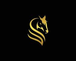 häst abstrakt logotyp design enkel lyx gyllene Färg symbol vektor begrepp.