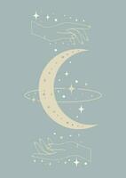Vektor Illustration von Astrologie Mystiker Mond Poster. Tarot Karte
