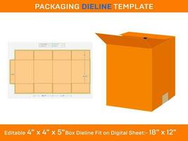 regulär geschlitzt Container Karton Box 4x4x5 Zoll Dieline Vorlage vektor