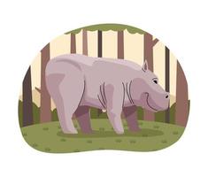 vilda noshörning djur i skogen natur scen vektor