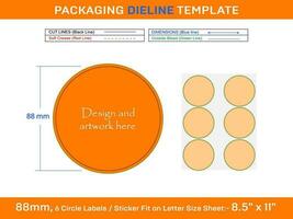 6 st 88 mm cirkel etiketter klistermärke Död linje mall vektor