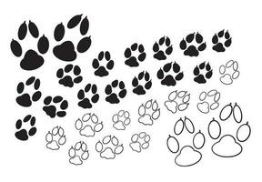 katt eller hund Tass. sällskapsdjur fotavtryck. steg form. klotter hand dragen vektor enda silhouette.vector illustration.