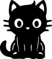 svart söt katt Sammanträde svart konturer vektor illustration