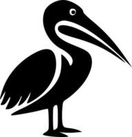 stående pelikan svart konturer svartvit vektor illustration