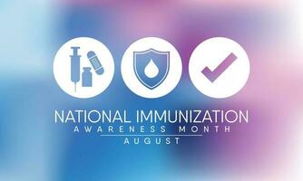 Immunisierung Bewusstsein Monat ist beobachtete jeder Jahr im August, es ist das Prozess durch welche ein Einzelpersonen immun System wird befestigt gegen ein Agent. Vektor Illustration