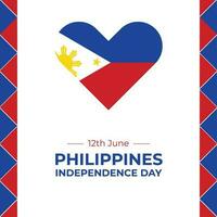 Philippinen Unabhängigkeit Tag Banner mit Herz Flagge. Banner zum National Unabhängigkeit Tag von das Philippinen mit abstrakt Muster. vektor