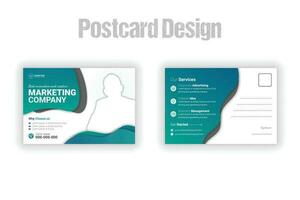 fördern Ihre Marketing mit diese attraktiv Geschäft Postkarten, korporativ kreativ modern Postkarte eddm Design Vorlage mit abstrakt Gradient Farbe Formen und Weiß Hintergrund vektor