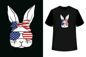 Hase Gesicht amerikanisch Flagge Sonnenbrille süß Hase Liebhaber T-Shirt vektor