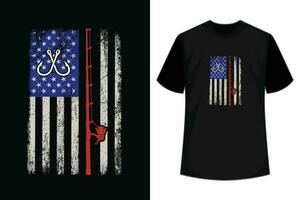 amerikanisch Flagge Angeln Hemd Jahrgang Angeln 4 .. von Juli USA T-Shirt vektor