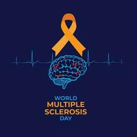 värld flera olika skleros dag. orange band begrepp. vektor illustration.