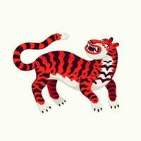 Tiger Vektor Illustration, Karikatur rot Tiger auf Weiß Hintergrund. organisch eben Stil Vektor Illustration.